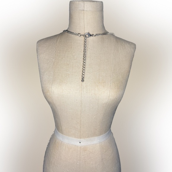 Blue rhinestone statement retro vintage necklace - Picture 4 of 4